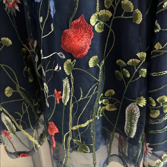 City Studio Navy Dress with Floral Embroidery - Picture 4 of 4